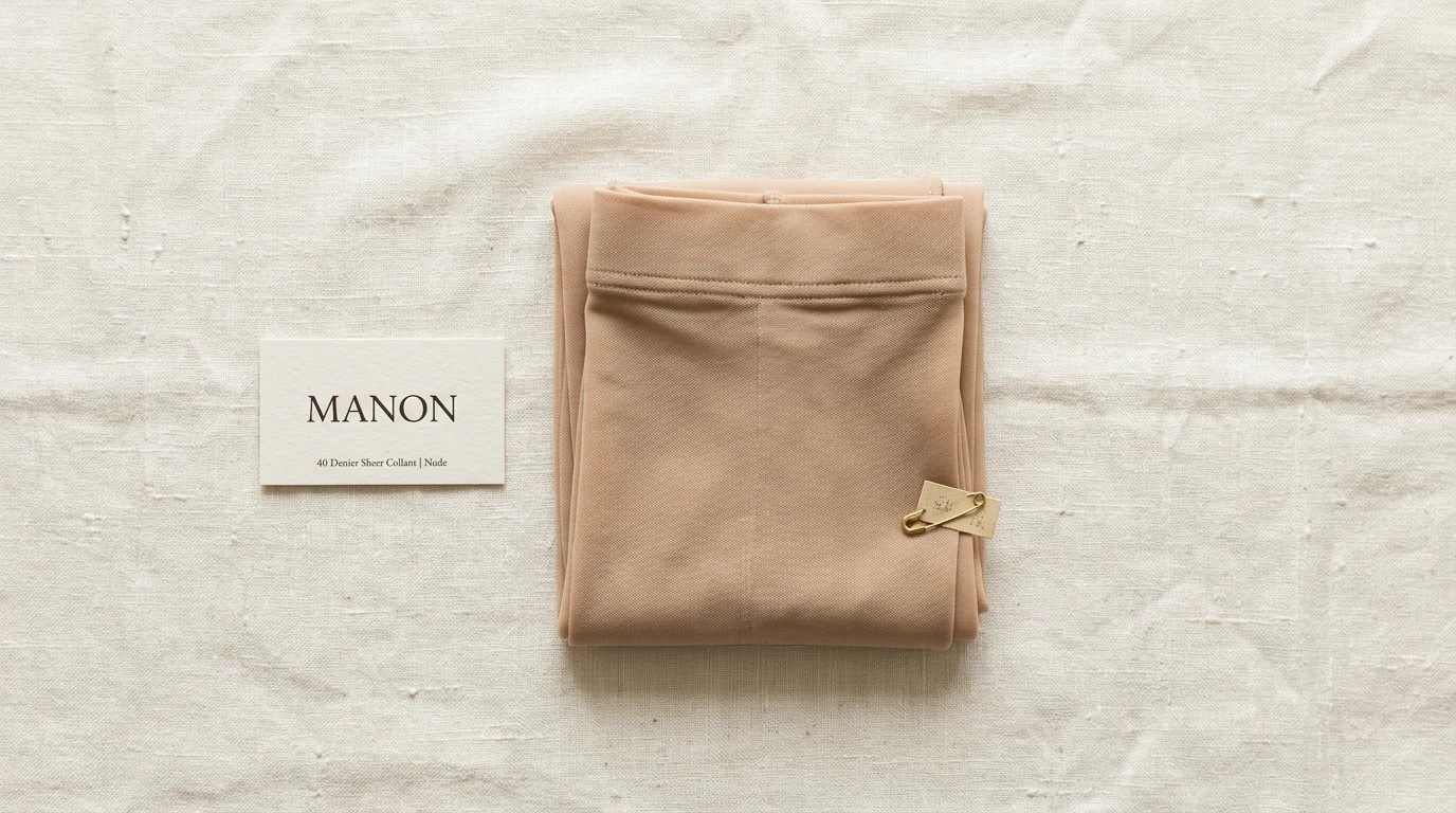 Collant MANON 40 denari piegato su lino cream